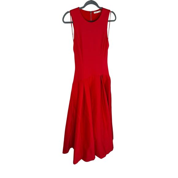 Alice and Olivia Adley Dress Drop Waist Midi Party Cocktail Statement Red Size 6 - Picture 5 of 10